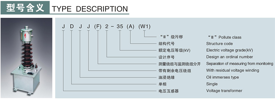 JDJJ2-35/JDJJ2-35GYW1/JDJJ2-35GYW2型電壓互感器型號說(shuō)明