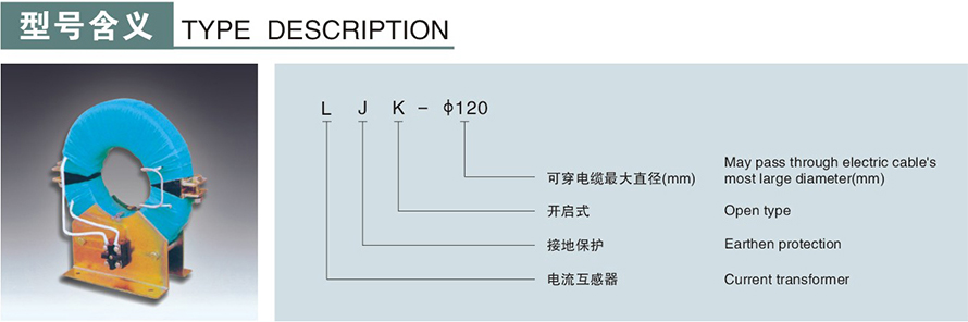 LJK-φ120型零序電流互感器型號說(shuō)明